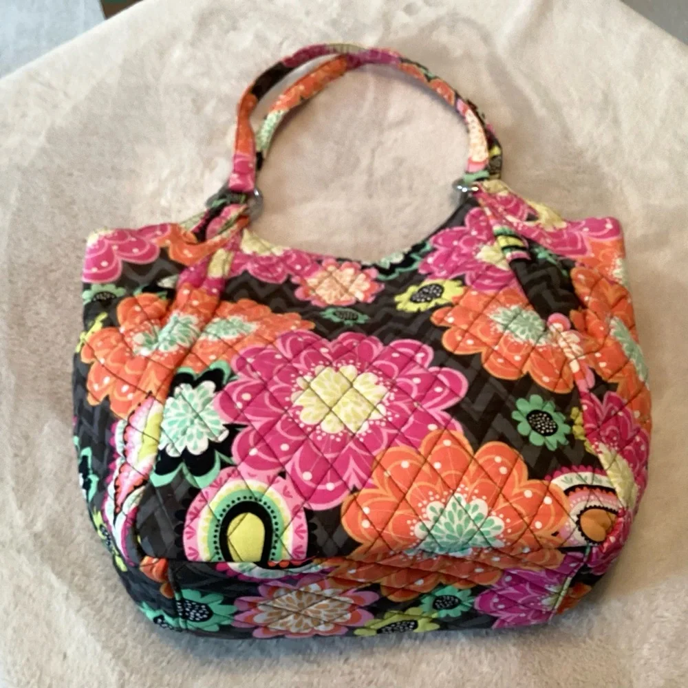 Vera Bradley Ziggy Zinnia Floral Patterned Double Strap Shoulder Bag